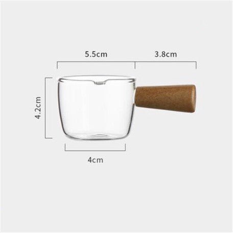 木製ハンドル ガラス コーヒーミルクポット - FuuHome