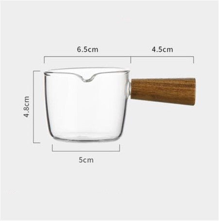 木製ハンドル ガラス コーヒーミルクポット - FuuHome
